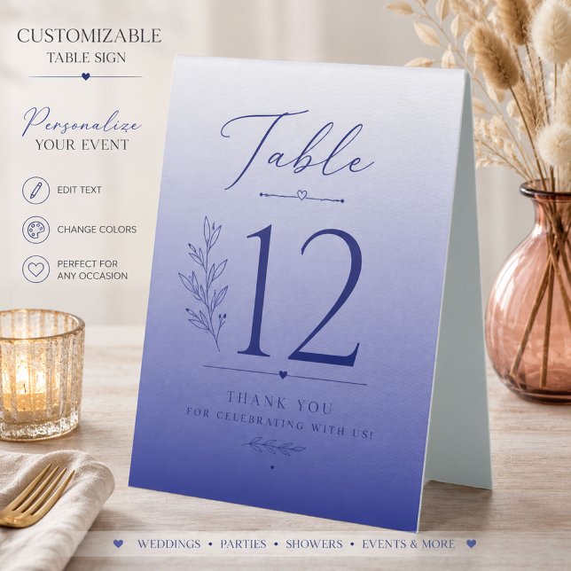 Plaque De Table Panneau de table personnalisé pour événement Blue  (Créateur téléchargé)