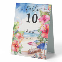 Panneau de table pliable de plage au motif d'Hibis