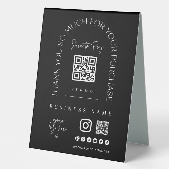 Plaque De Table Panneau de tente de table de code QR de paiement m (Recto)