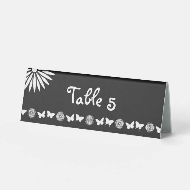 Plaque De Table Panneau de tente de table en noir avec des marguer (Recto)