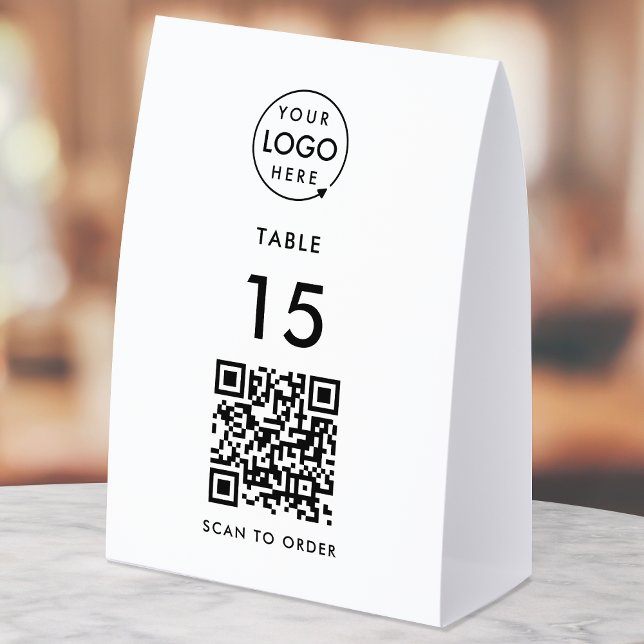 Plaque De Table Panneau de tente de table QR | Restauration Café N (Interactive "scan to order" QR code table signs for restaurants, bars, cafes & hospitality events.)