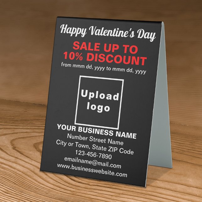 Plaque De Table Panneau de vente de la Saint-Valentin sur table no (Business Valentine sale on black table sign. Signage to attract more customers.)
