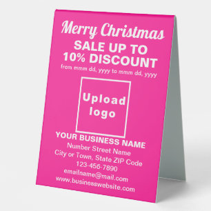 Plaque De Table Panneau de vente de Noël d'affaires sur table rose