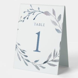 Plaque De Table panneau numéro un de table à aquarelle bleu poussi
