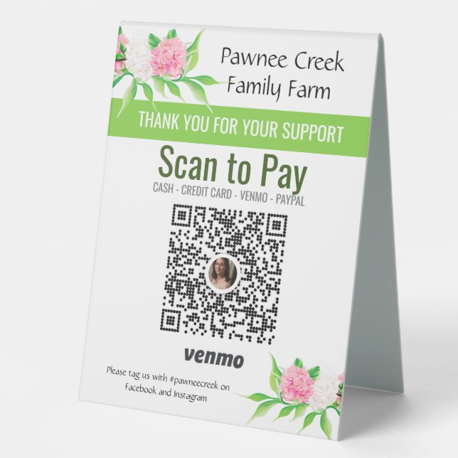 Plaque De Table Panneau Paye personnalisée ici | Fleuriste Flower  (Recto)