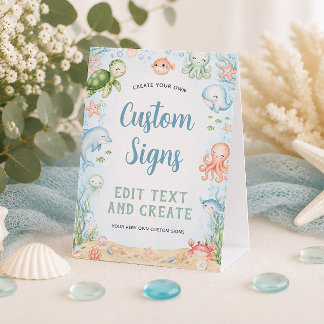 Plaque De Table Panneau personnalisé de 5x7 pour Baby Shower "Sea