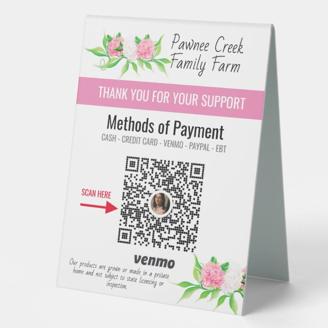 Plaque De Table Panneau Personnaliser la paie ici| Marché des agri (Recto)