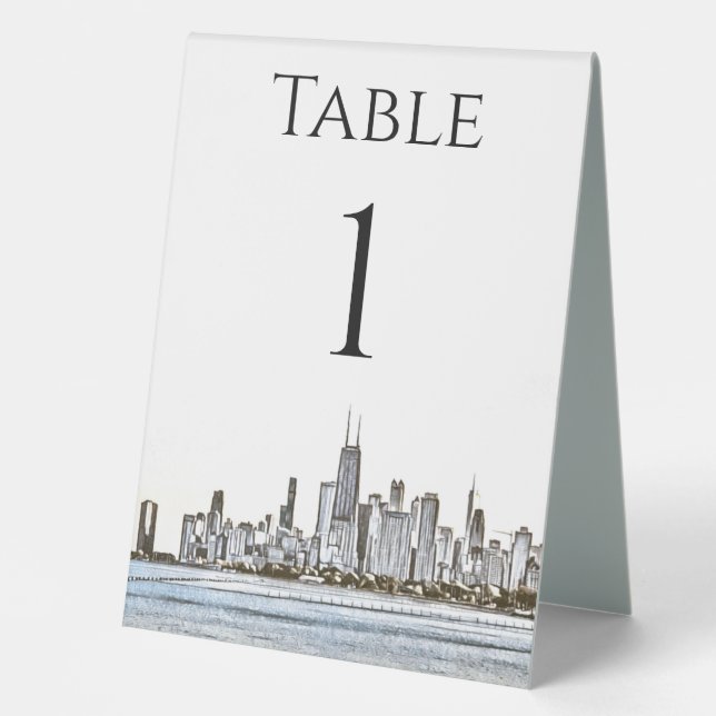 Plaque De Table Panneau Tente de table Skyline Chiago (Recto)