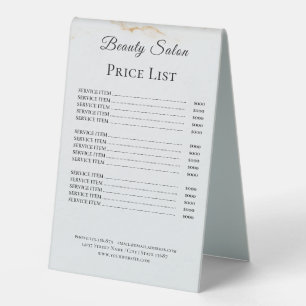 Plaque De Table Panneaux de liste de prix élégants Monogramme pour