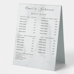 Plaque De Table Panneaux de liste de prix élégants Monogramme pour
