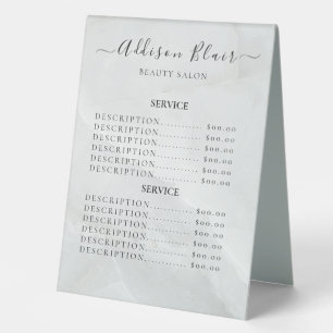 Plaque De Table Panneaux de liste de prix élégants Monogramme pour