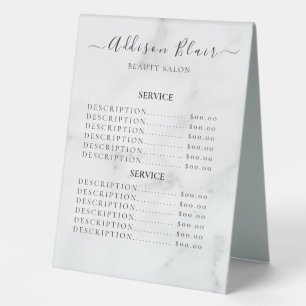 Plaque De Table Panneaux de liste de prix élégants Monogramme pour