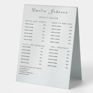 Plaque De Table Panneaux de liste de prix élégants Monogramme pour