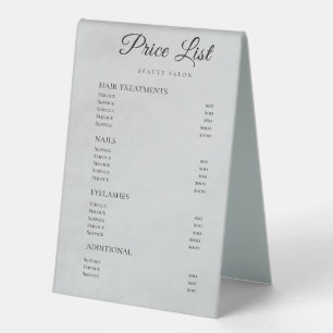 Plaque De Table Panneaux de liste de prix élégants Monogramme pour