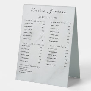 Plaque De Table Panneaux de liste de prix élégants Monogramme pour