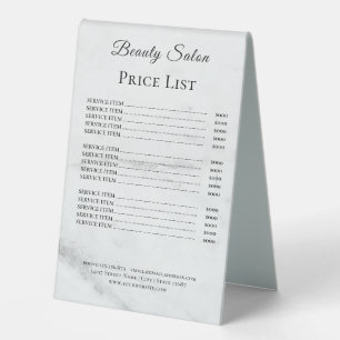 Plaque De Table Panneaux de liste de prix élégants Monogramme pour