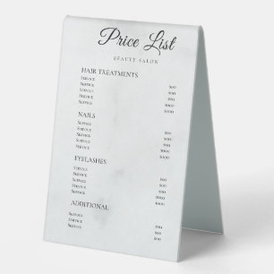 Plaque De Table Panneaux de liste de prix élégants Monogramme pour