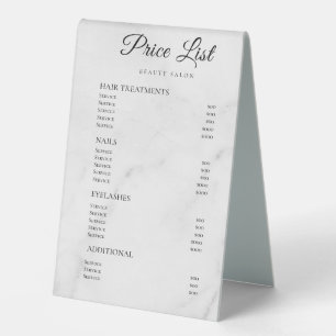 Plaque De Table Panneaux de liste de prix élégants Monogramme pour