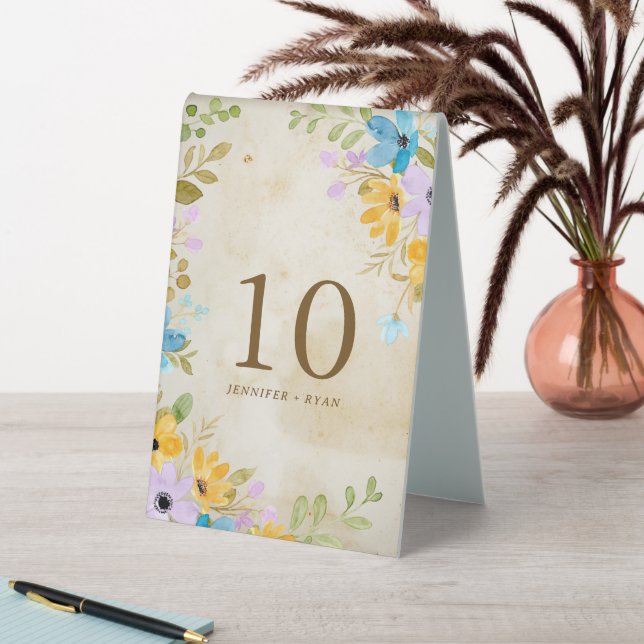 Plaque De Table Papier Floral vieilli Rustique Mariage extérieur (En SItu (Tableau))