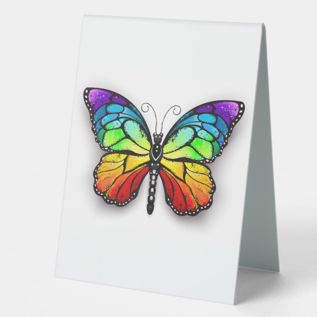 Plaque De Table Papillon arc-en-ciel monarque (Recto)