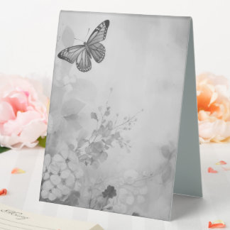 Plaque De Table Papillon noir et blanc