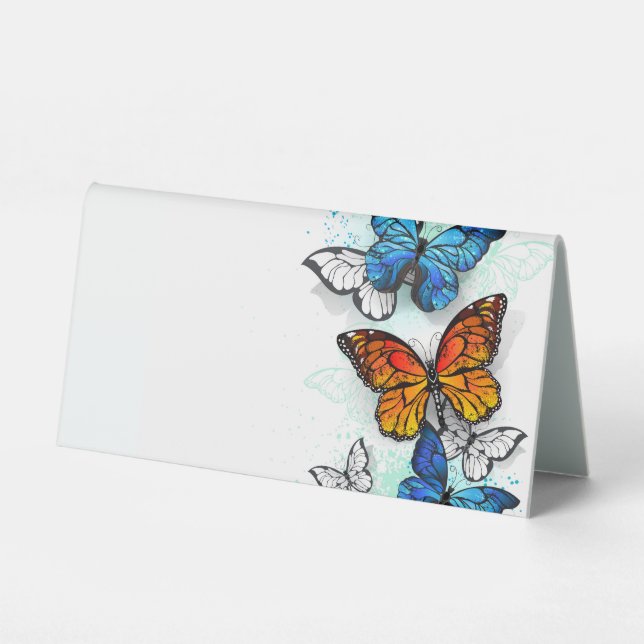 Plaque De Table Papillons volants Morpho et Monarch (Recto)