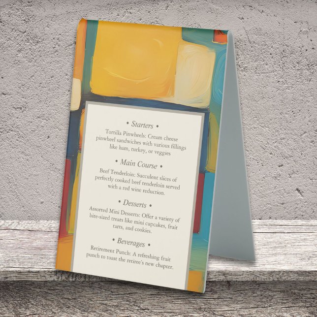 Plaque De Table Partie de retraite joueuse géométrique Abstraite (Abstract Geometric Retro Playful Retirement Party Table Tent Sign)