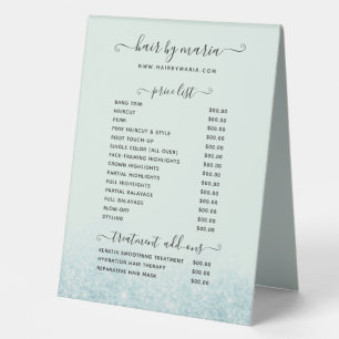 Plaque De Table Parties scintillant Bleue Liste de cheveux Salon L