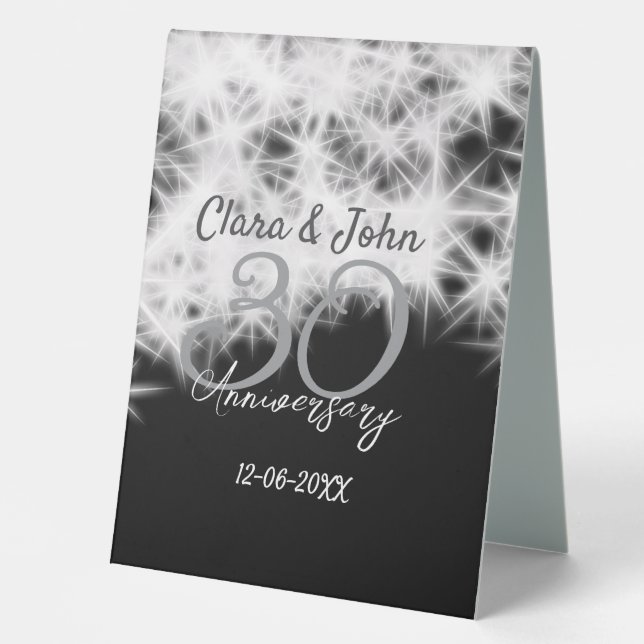 Plaque De Table Parties scintillant d'anniversaire du 30e mariage  (Recto)