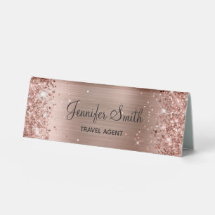 Plaque De Table Parties scintillant or Rose fille et huile