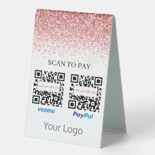 Plaque De Table Parties scintillant rose QR Code numérisation pour