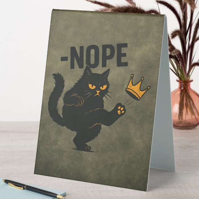 Plaque De Table Pas De Rois En Amérique Chat Noir Drôle Kicking Cr (En SItu (Tableau))