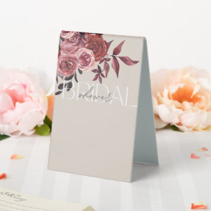 PLAQUE DE TABLE PASTEL BLUSH FLORAL BURGUNDY FÊTE DES MARIÉES