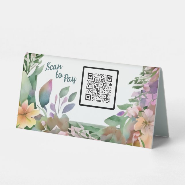 Plaque De Table Pastel Fleur sauvage Code QR d'entreprise Numérisa (Recto)