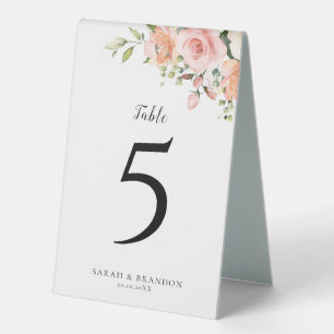Plaque De Table Pastel Pink Blush Floral Numéro de tableau