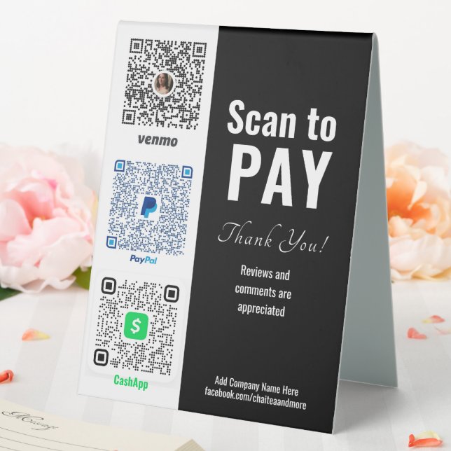Plaque De Table Payez ici QR Venmo PayPal (In SItu (Mariage))