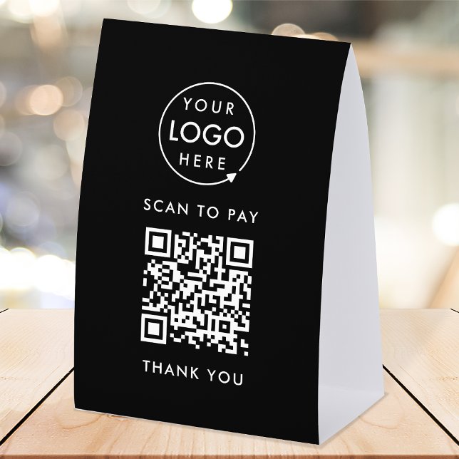 Plaque De Table Payment Table Tent Paper Sign | QR Scan to Pay (Interactive "scan to pay” QR code cash wrap paper table signs for electronic payment transactions.)