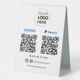 Plaque De Table Paypal Venmo QR Code paiement   Analyser pour paye