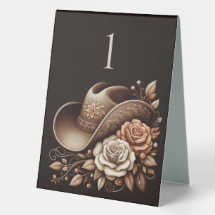 Plaque De Table Pays Western Cowgirl Casquette avec fleurs