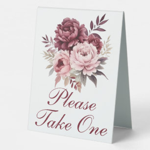 Plaque De Table Peony Aquarelle Floral Wedding Faveurs