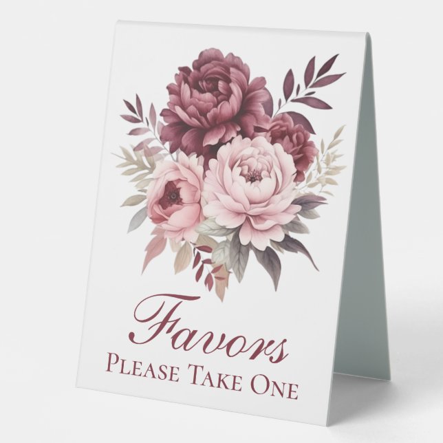 Plaque De Table Peony Aquarelle Floral Wedding Faveurs (Recto)