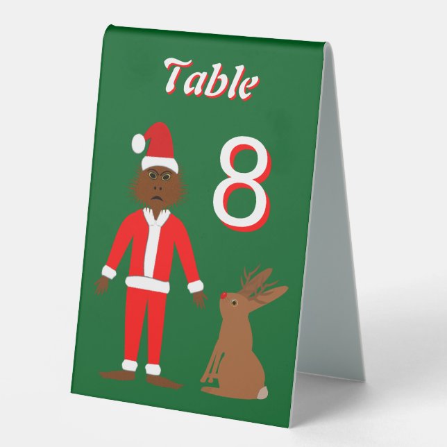 Plaque De Table Père Noël Sasquatch et Jackalope (Recto)