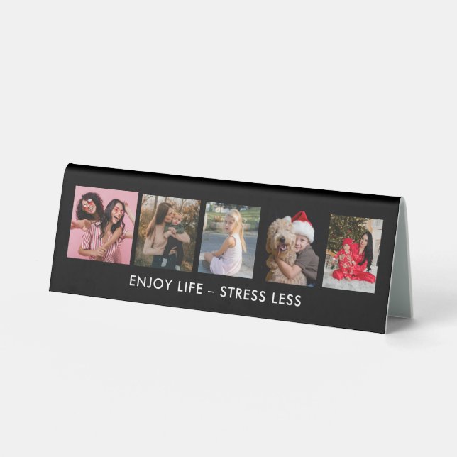 Plaque De Table Personalized 5 Photo Quote Desk Sign (Recto)