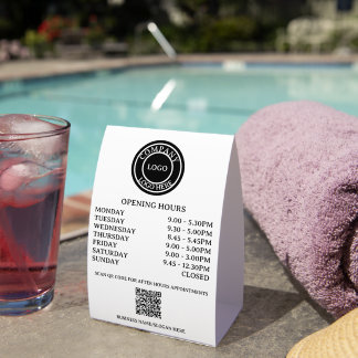 Plaque De Table Personalized Business Logo QR Code Opening Hours 