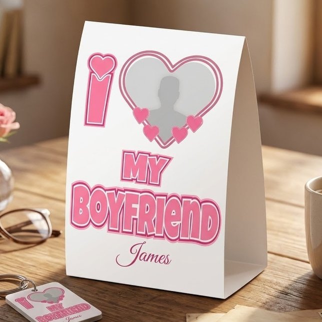 Plaque De Table Personnalisé J'aime mon petit ami – Ajouter une ph (Créateur téléchargé)