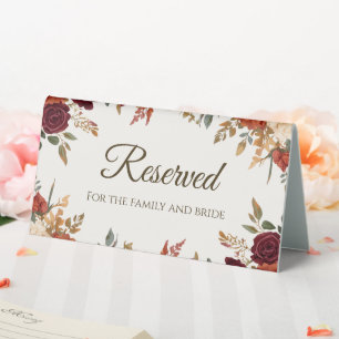 Plaque De Table Personnalisé Rustic Fall Floral Réservé