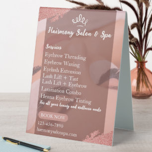 Plaque De Table Personnaliser Salon Spa Lashes Services