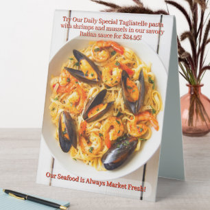 Plaque De Table Personnaliser Tagliatelle de Fruits de Mer Restaur