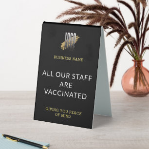 Plaque De Table Personnel Vacciné Ajouter Logo Black Business  