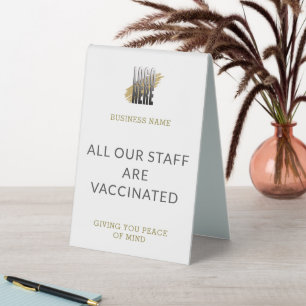 Plaque De Table Personnel Vacciné Ajouter Logo blanc Table d'affai
